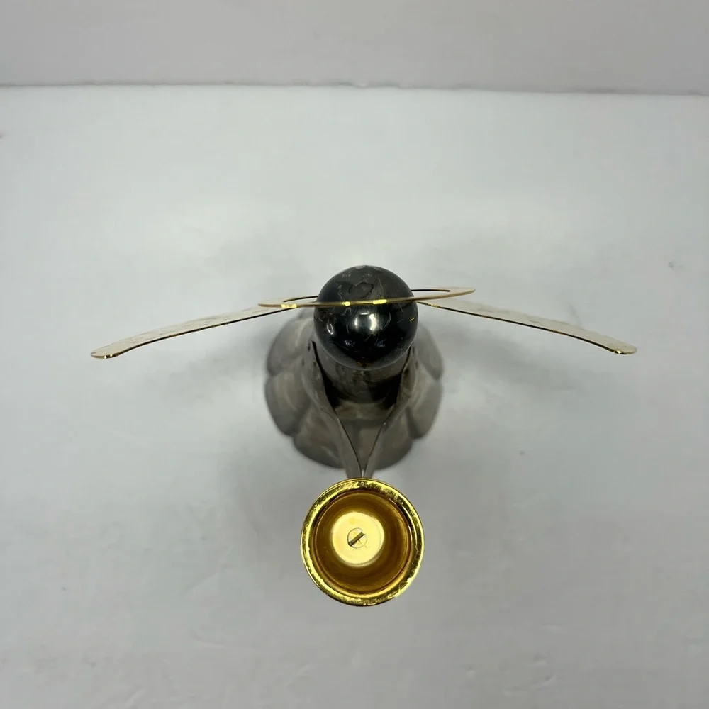 Vintage Angel Christmas Candle Holder 7” Silver /‎ Gold Plated On Brass.